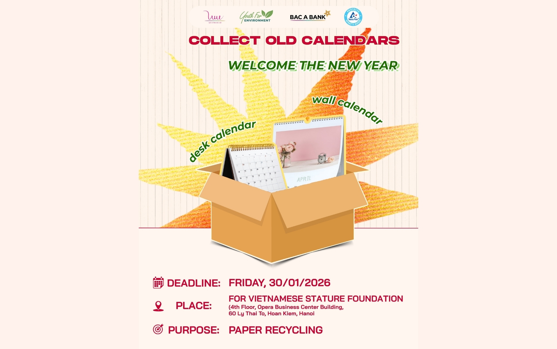 Collect old calendars - Welcome the new year 2026 with For Vietnamese Stature Foundation